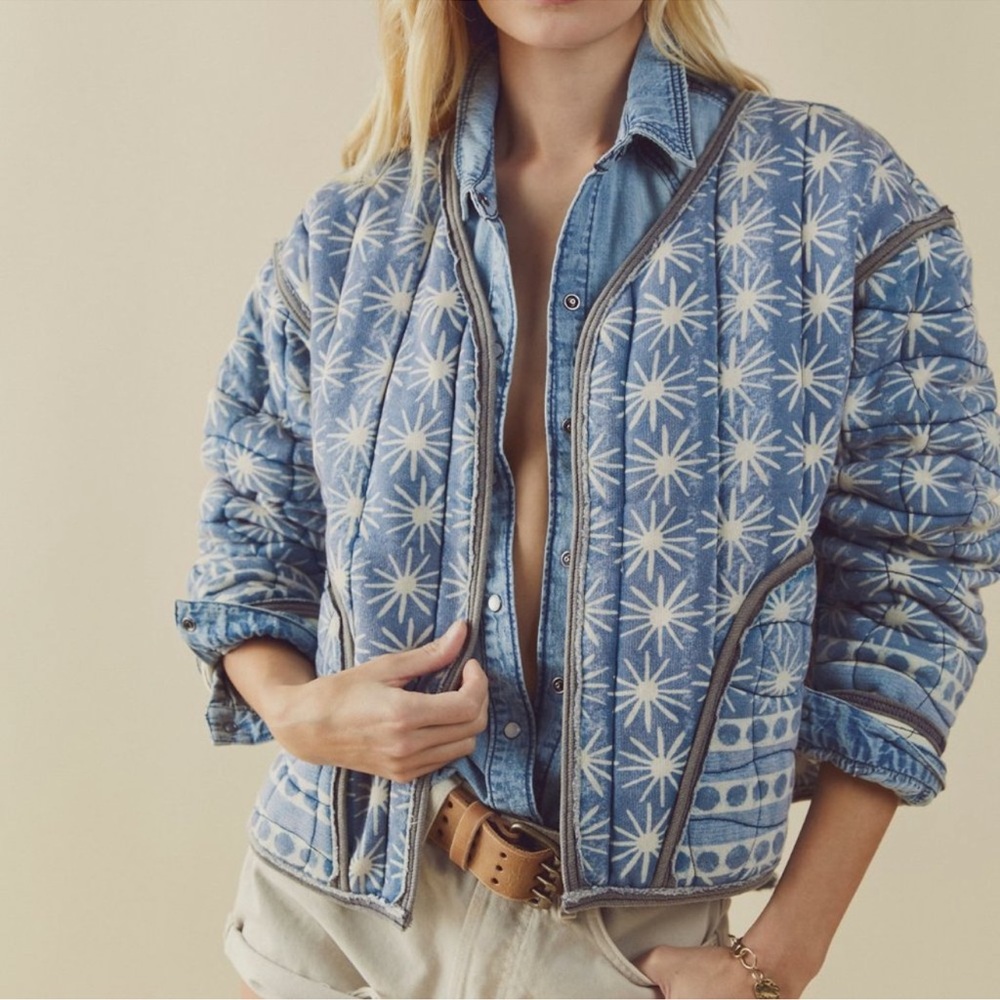 FREE PEOPLE KARA QUILTED CARDIGAN OPEN JACKET S
